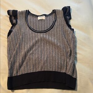 Old Navy Navy and White Ruffle Tank Top